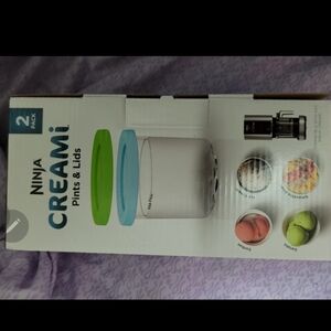 Ninja Creami Pints & Lids 2 Pack Compatible With Ninja Cream Lime & Aqua -NEW